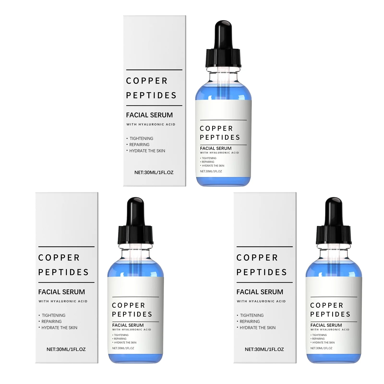 Copper Peptide & Hyaluronic Acid Face Serum 30ml Face Serum Oasis Select 3pcs