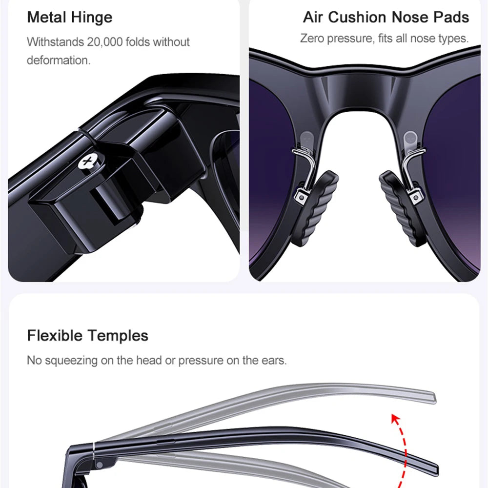Smart Glasses AI Assistant Real-time Translation Eyewear Camera Bluetooth Call Sunglasses Shoot Audio Video Music Player Men Oasis Select
