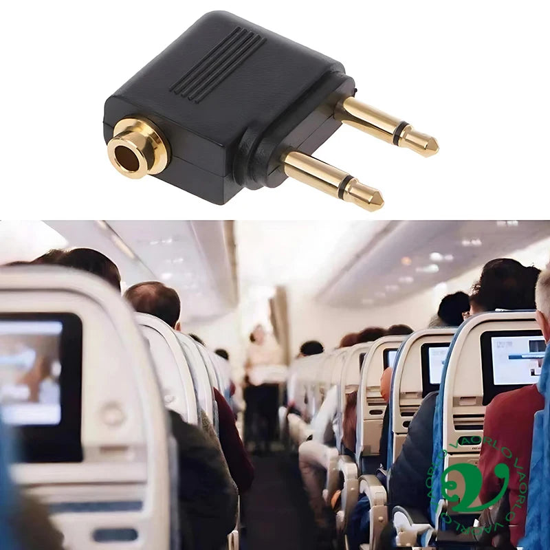 Wholesale 1-10PCS/Lot 3.5MM AUX Airplane Audio Converter Airline Aircraft Headphone Plug Jack Audio Adapter For Aircraft Travel Oasis Select