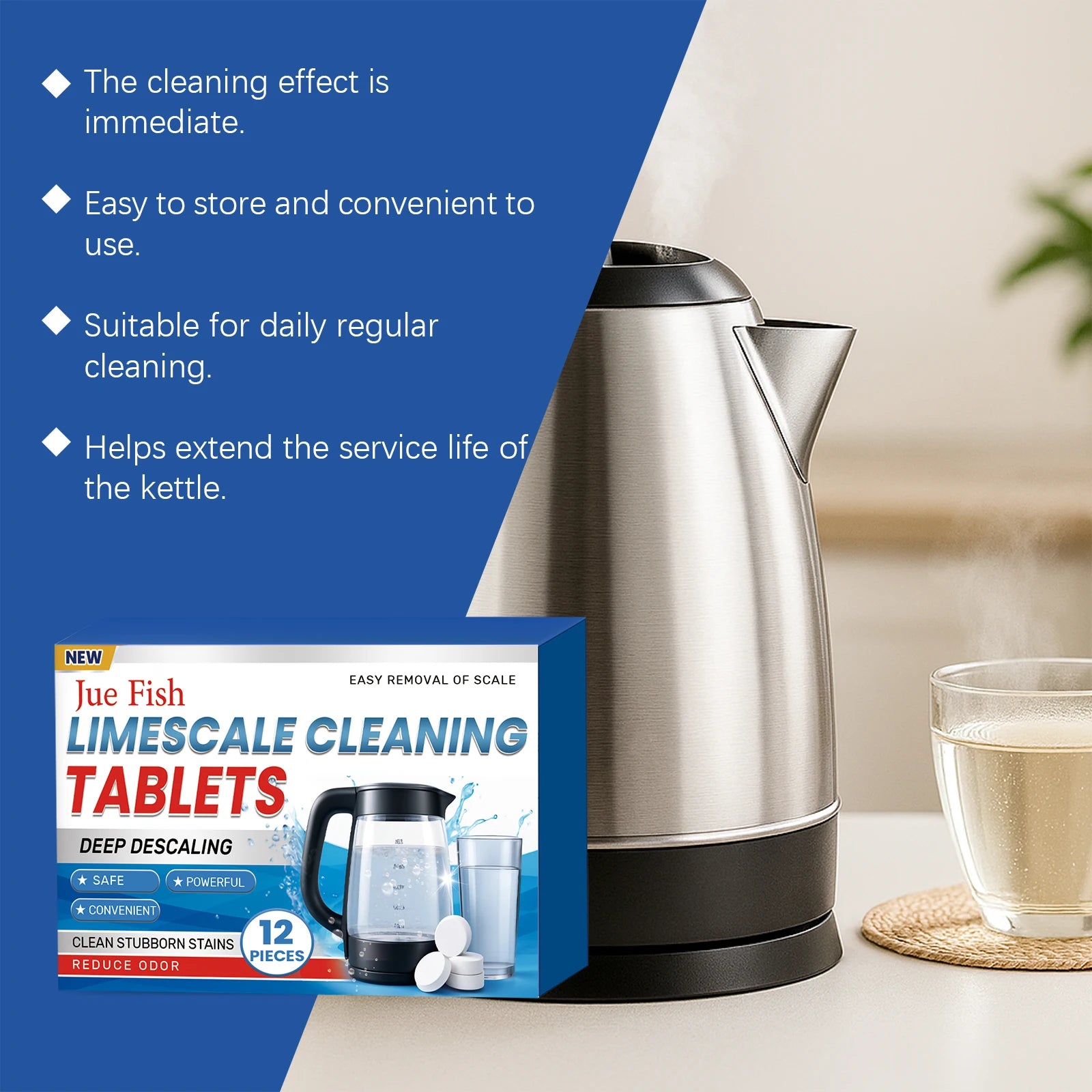 Scale Cleaning Tablets for Kettle Coffee Maker Removes Hard Water Stains Eliminate Odor Reducer Limescale Cleaning Tablets Oasis Select