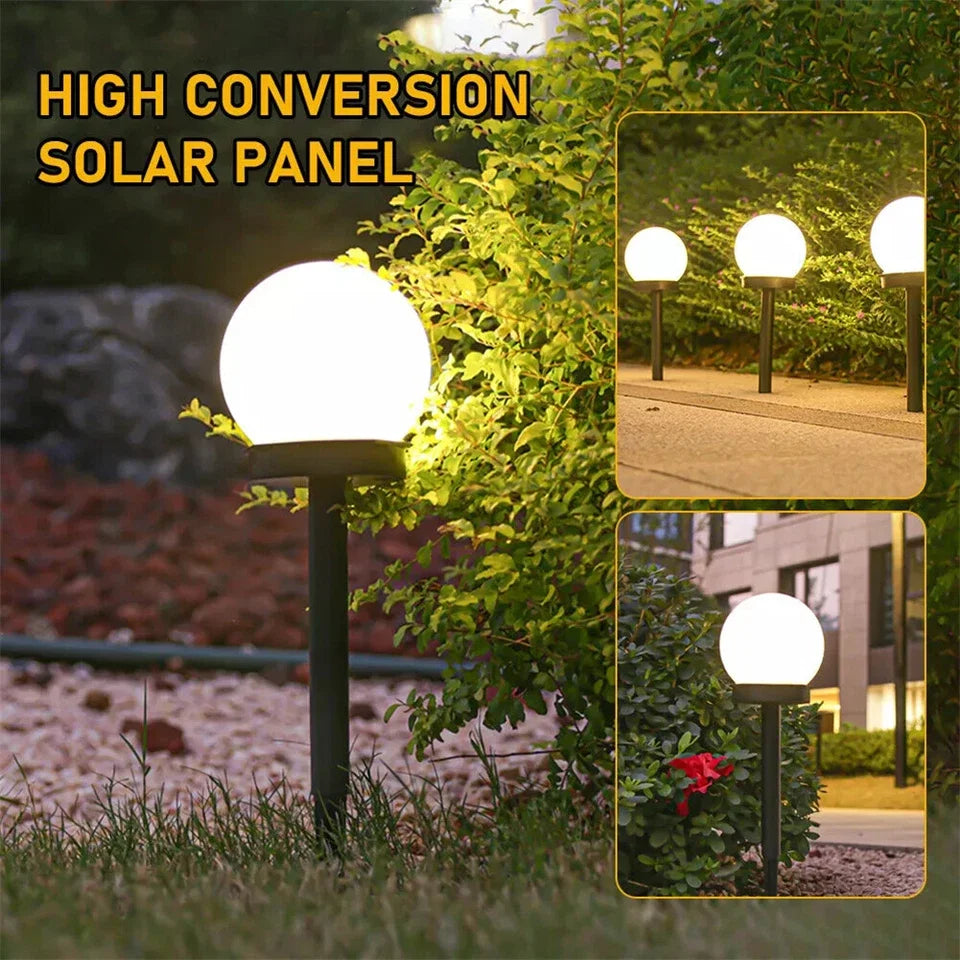 Solar Powered LED Garden Lights Stake Post Patio Path Outdoor Globe Lighting Lawn Ground Mounted Light Courtyard Lawn Lamp 2PCS Oasis Select