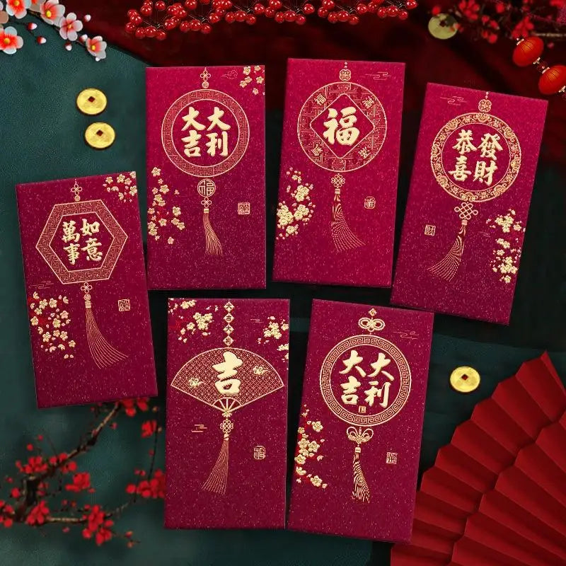 2026 Horse Year Red Envelopes – 6-Pack Lucky Money Bags
