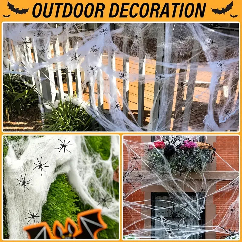 1-20PCS Halloween Decoration Stretchy Spider Web Cotton Cobweb Horror Prop for Haunted House Bar Party Scene Scary Decor Use Oasis Select