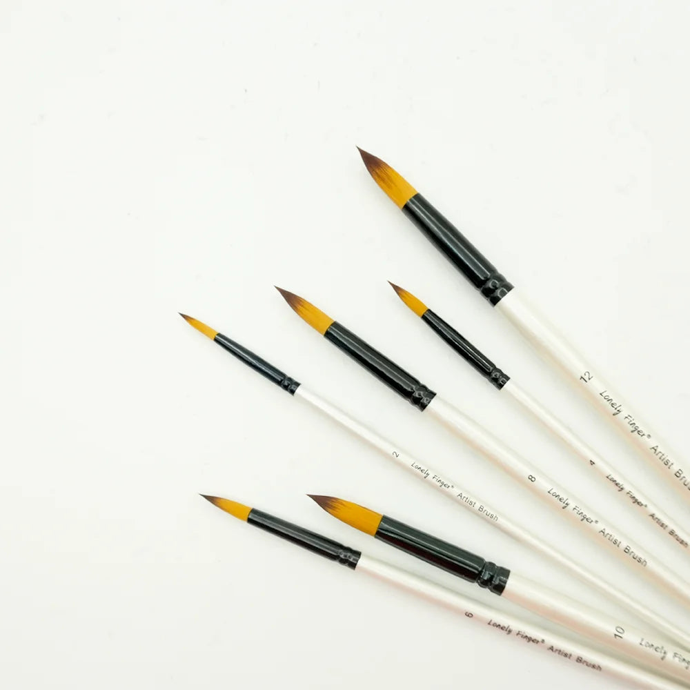 6pcs Round Watercolor Brushes for Acrylic Painting Round Pointed Paint Brushes Round Tipped Face Paint Brush Professional Oil Pa Oasis Select WHITE