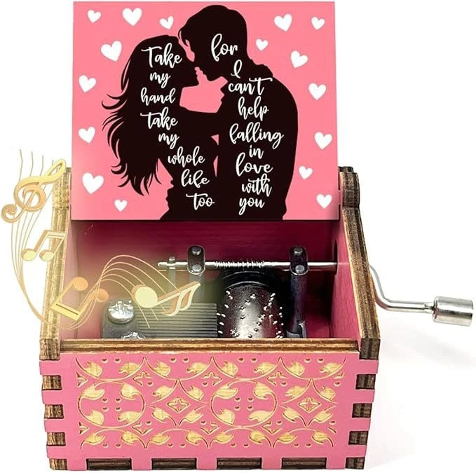 Wooden hand cranked music box falls in love, UV painted music box gives nostalgic handmade gift Oasis Select 8
