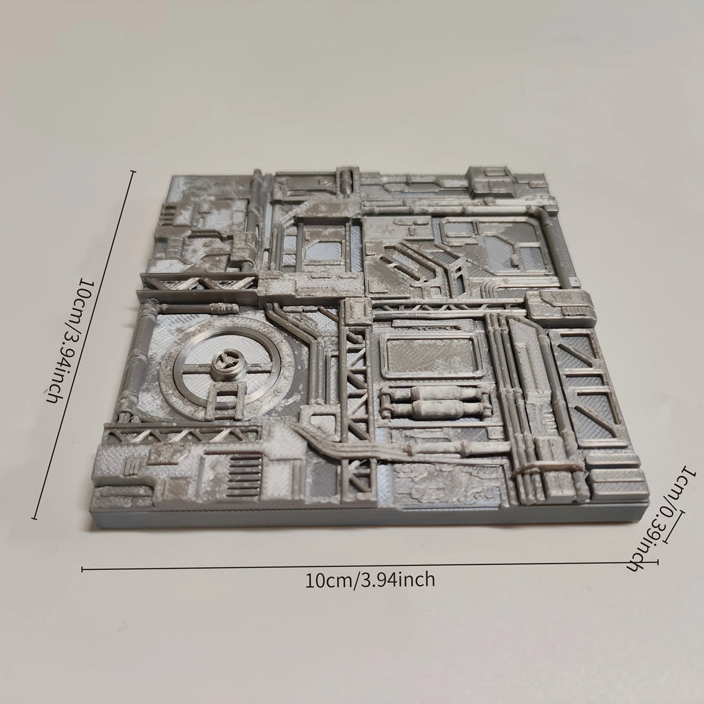 Sci-Fi Industrial Station Wall Tile - Futuristic Spaceship Interior Panel, Cyberpunk Terrain Base for Miniature Scenery Oasis Select silver