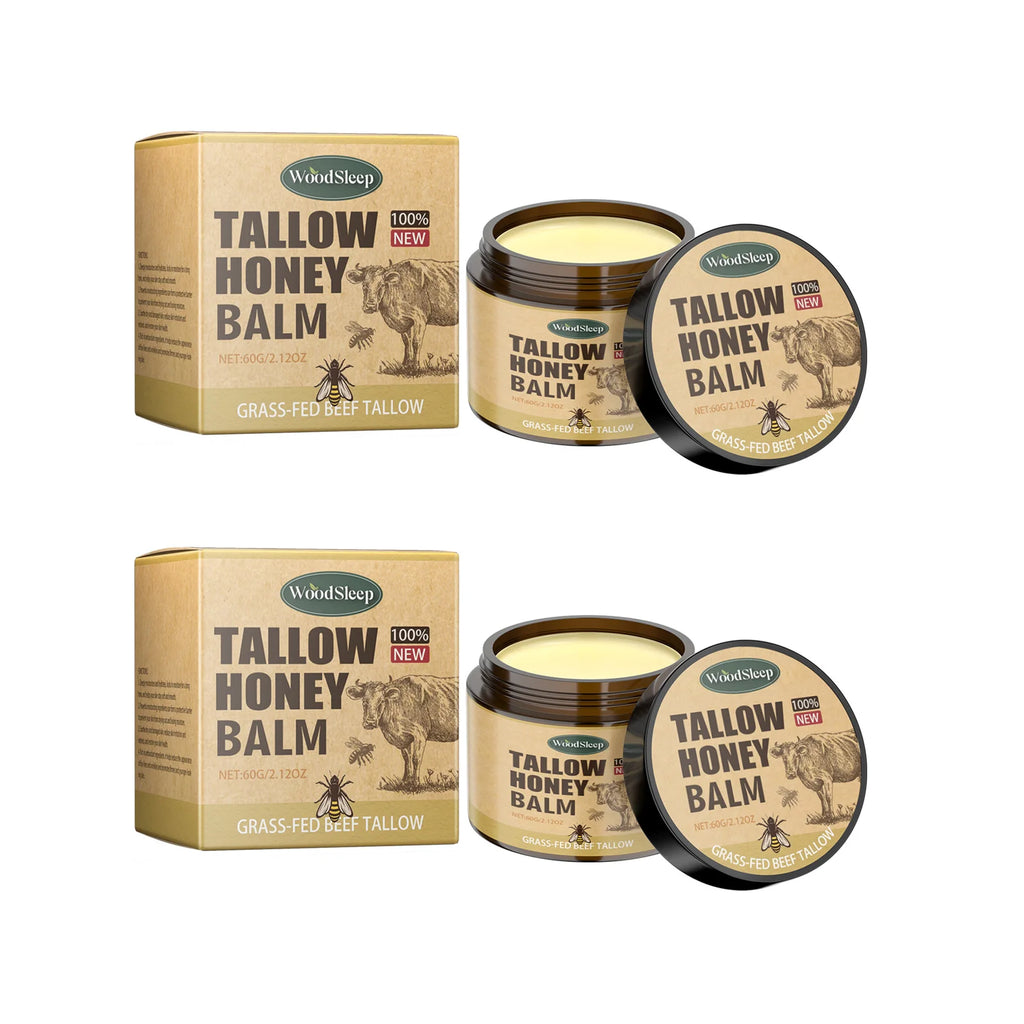 Beef Tallow Honey Balm Moisturizing Hydrating Face Cream Body Lotion Fades Fine Lines Tighten Soothen Brightening Facial Skin Oasis Select 2 x 60g Boxed