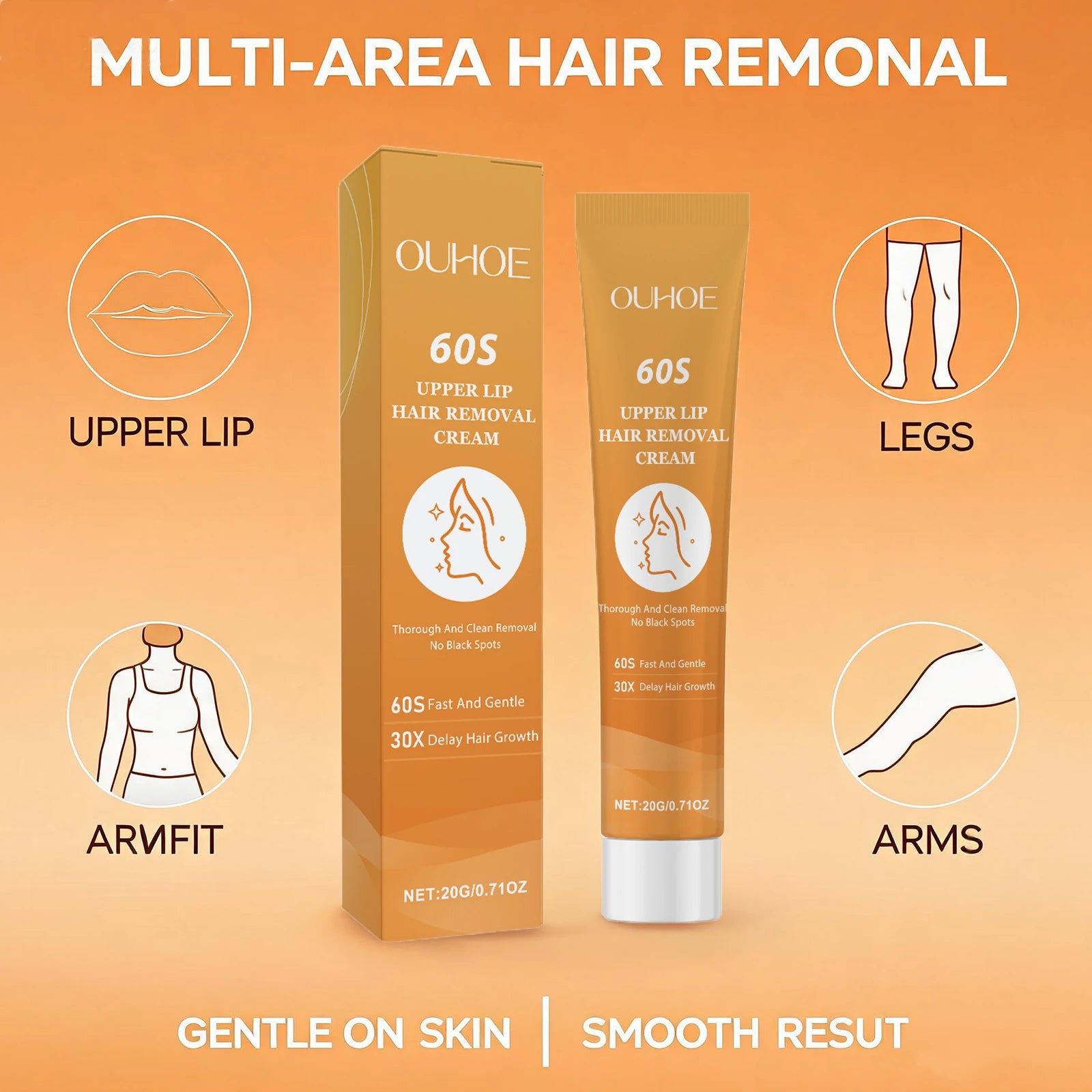 Gentle Facial and Body Hair Removal Cream for Smooth Silky Skin Mild Depilatory for Women and Men Softens Hair Depilatory Cream Oasis Select