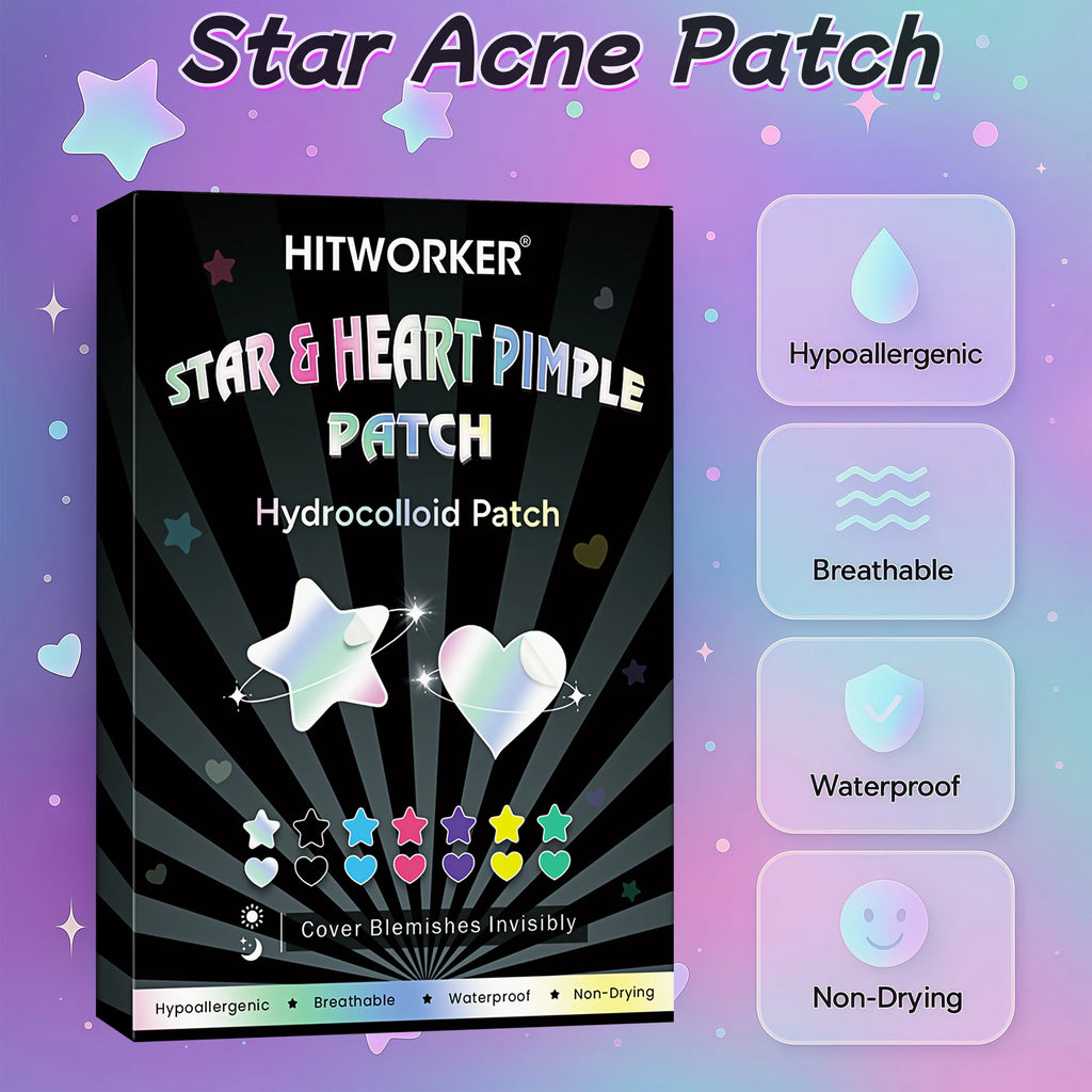 Water based colloidal star shaped 7-color acne patch, 840/560 tablets/box - alcohol free, used to absorb acne secretions Oasis Select