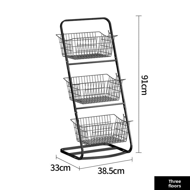 Kitchen rack Multifunctional snack vegetable basket Storage rack Floor-to-ceiling multi-layer special vegetable basket shelf Oasis Select third floor