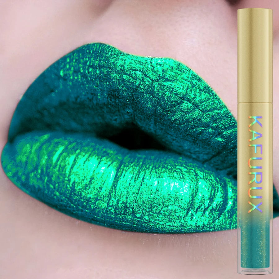 KAFURUX Glitter Lip Gloss – 14 Shades, Metallic & Waterproof