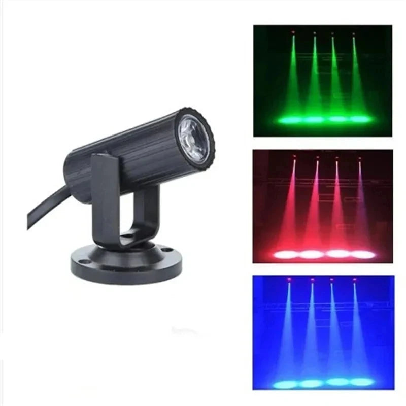 Mini RGB LED Stage Spotlight 1W – 360° Disco Party Flash Light Stage Effect Light Oasis Select RGB 3PCS