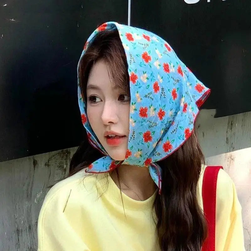 Vintage Floral Headscarf Women Bandana Head Wrap Hair Clips Headwear Summer Travel Beach Hair Accessories Oasis Select A5