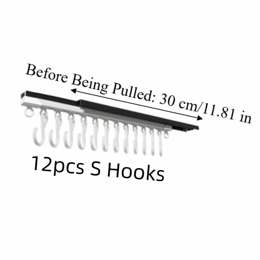 Sliding Rail S Hooks – No-Drill Wall Jewelry Organizer 30cm