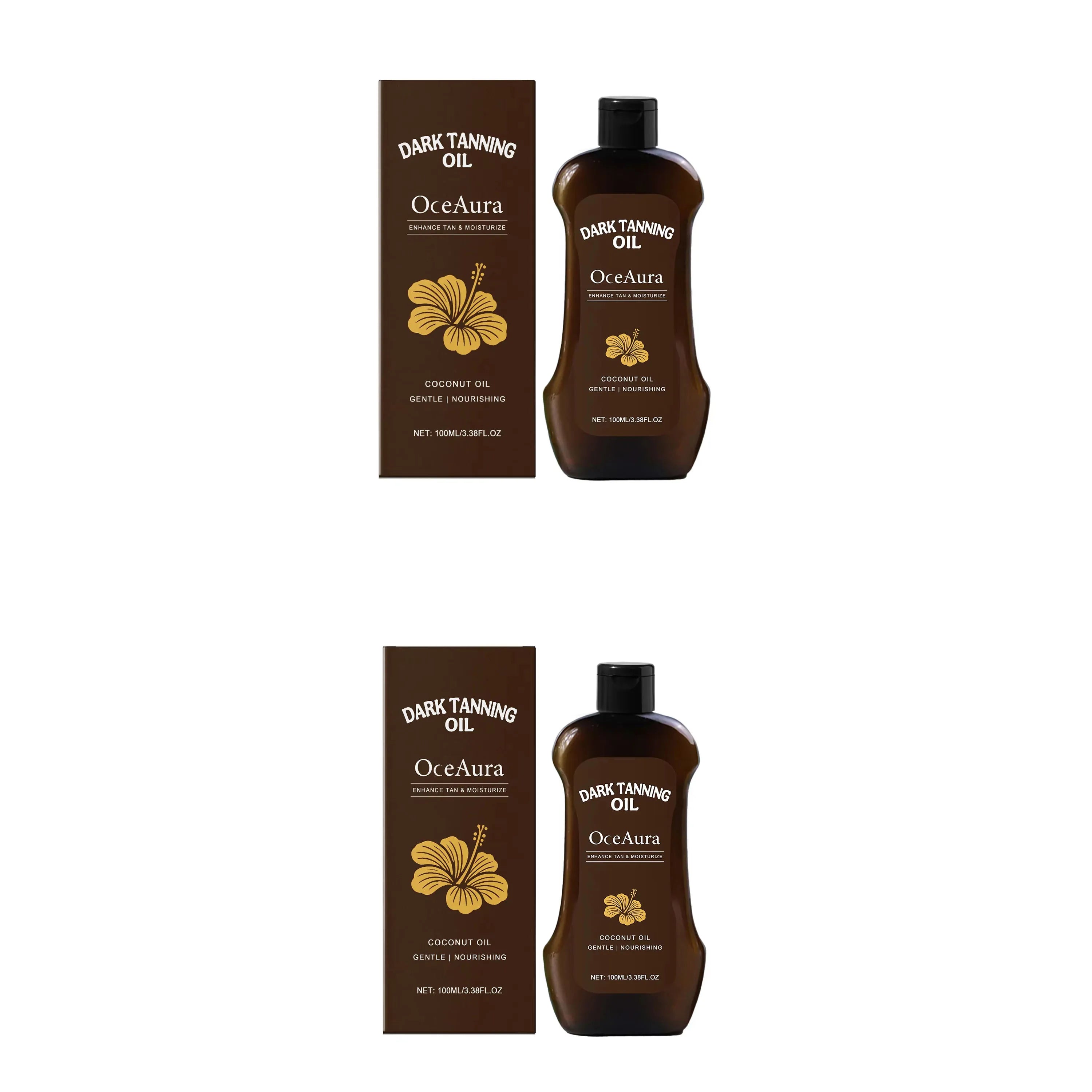 OceAura Coconut Tanning Oil – Deep Bronze Glow 100ml Self Tanning Oil Oasis Select 2pcs