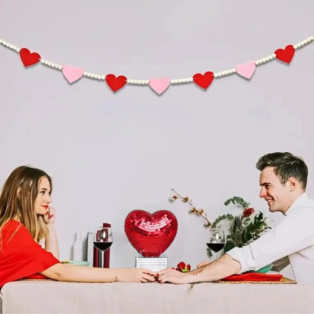 Heart-Shaped Disco Ball Decoration | Reflective Mirror Ornament