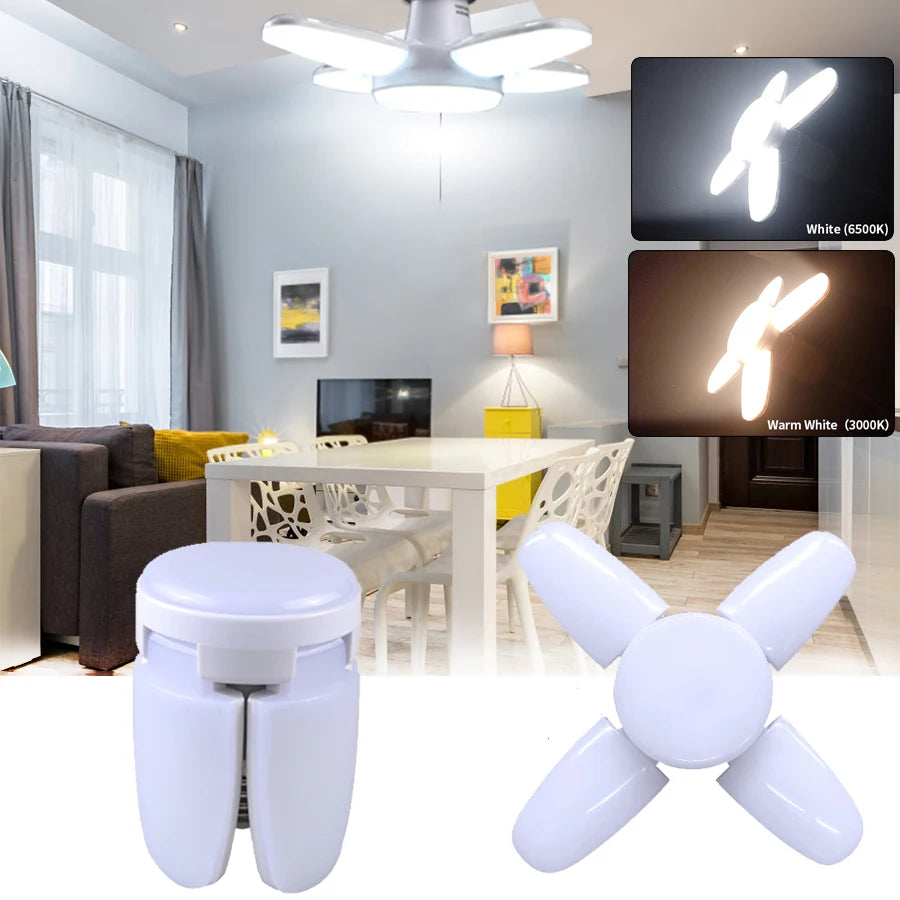 E27 28W Foldable Fan LED Bulb 360° – Garage & Home Light LED Light Bulb Oasis Select