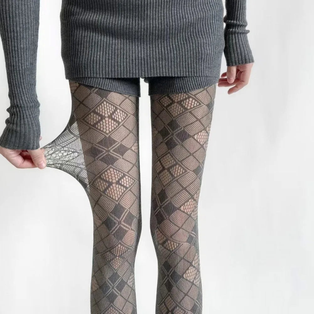 Personality Thin Floral Lace Tights Sexy High Elastic Fishnet Stockings Breathable Hollow Out Pantyhose Women Oasis Select 1 XXXS