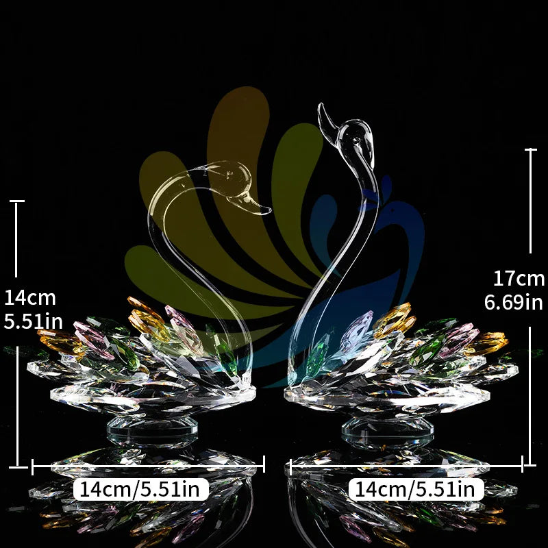 Crystal Swan Creative Living Room Porch Decoration TV Cabinet Wine Cabinet Window Home Decoration Crystal Crafts Oasis Select E 2pcs 17cm x 14cm