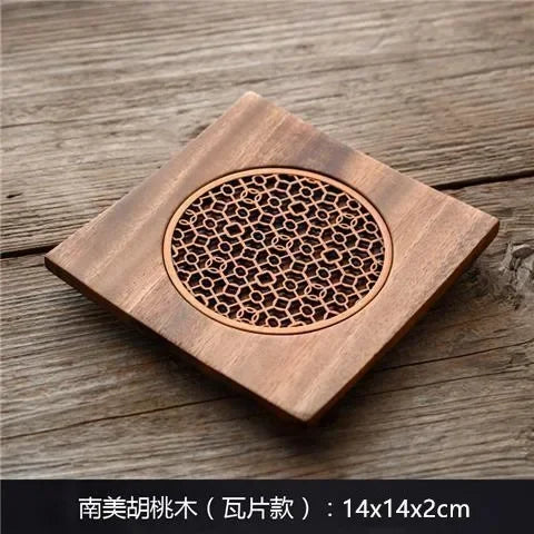 Traditional Walnut Tea Tray Teapot Teacup Solid Wood Tray Mat Office Coffee Cup Trays Home Tea Ceremony Accessories Oasis Select C 14X14X2CM