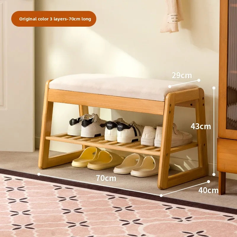 Solid Wood Shoe Changing Stool Household Storage At Door Narrow