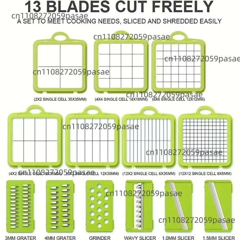 14 in 1 Top Multifunctional Vegetable Chopper Handle Food Grater Chopper Vegetable Slicer Kitchen Cutter Garlic Chopper Oasis Select