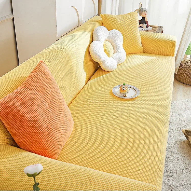 Elastic Sofa Cover All-inclusive Nordic Style Summer Simple Anti-cat Scratch Sofa Dust-proof Cover Couch Covers for Sofas Oasis Select 5 people 305-360CM bright yellow