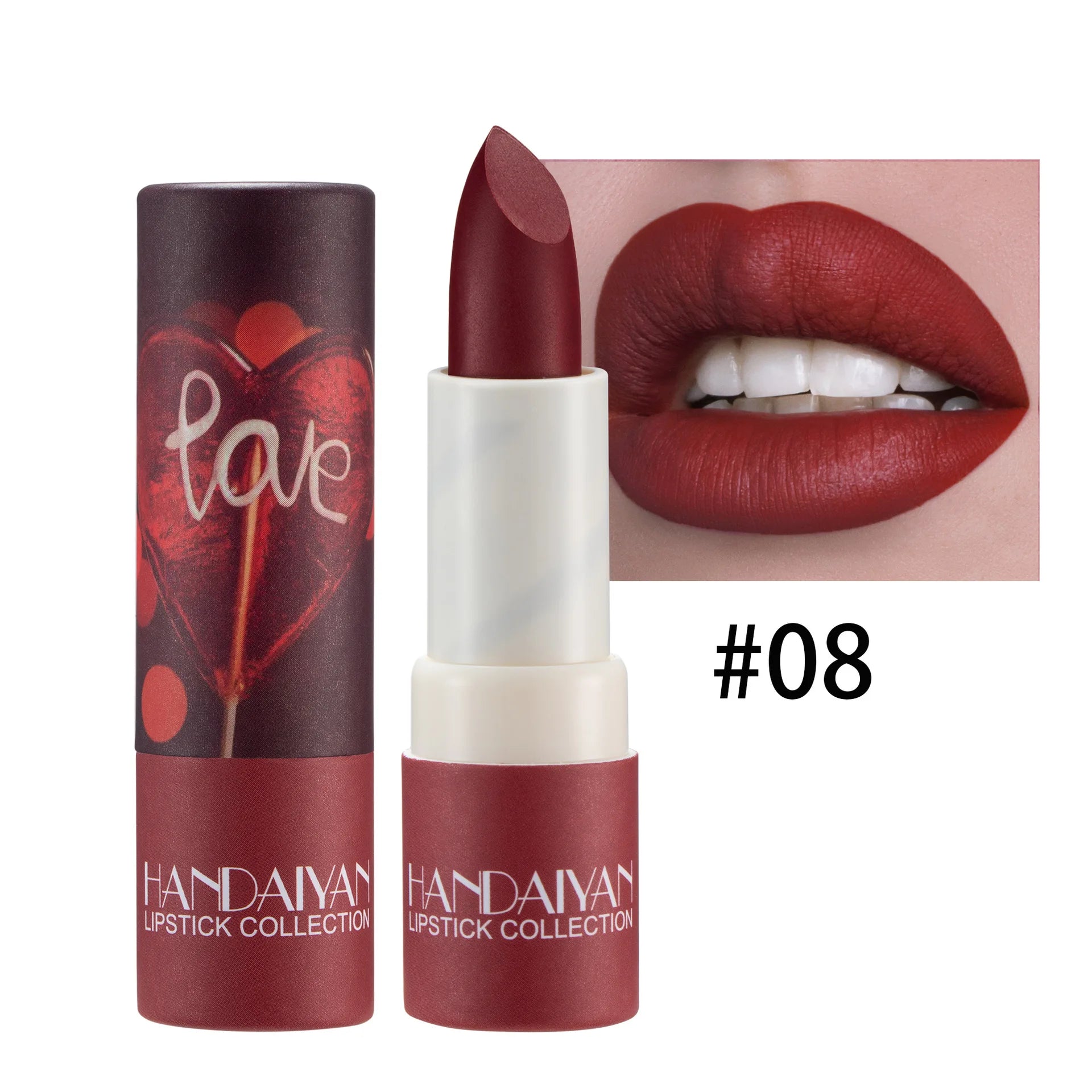 Handaiyan Velvet Matte Lipstick – 8 Shades, Waterproof & Moisturising