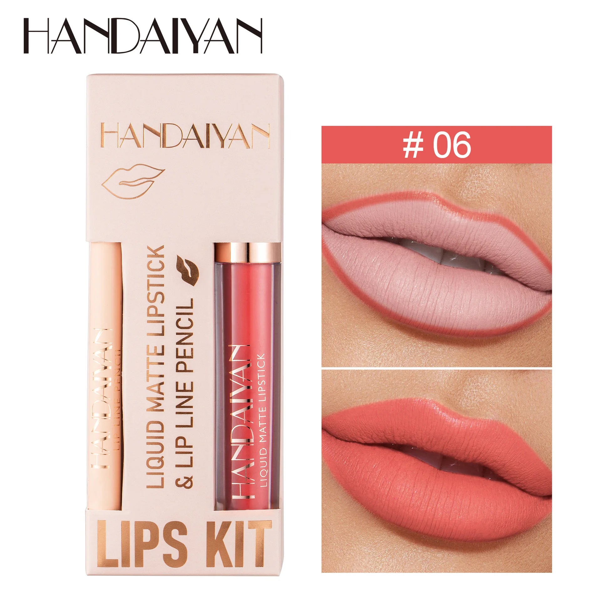 Women 2 in 1 Lipstick and Liner Set Waterproof Matte Makeup Korean Beauty Long Lasting Cosmetic Lip Kit Oasis Select 06