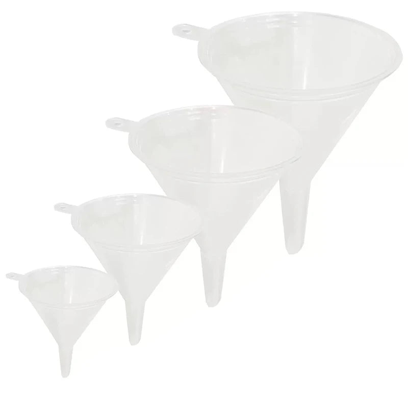 4Pcs Reusable Clear Plastic Funnel Set Lab PP Funnels Kitchen Funnel Lab Bottles Essential Oils Oasis Select