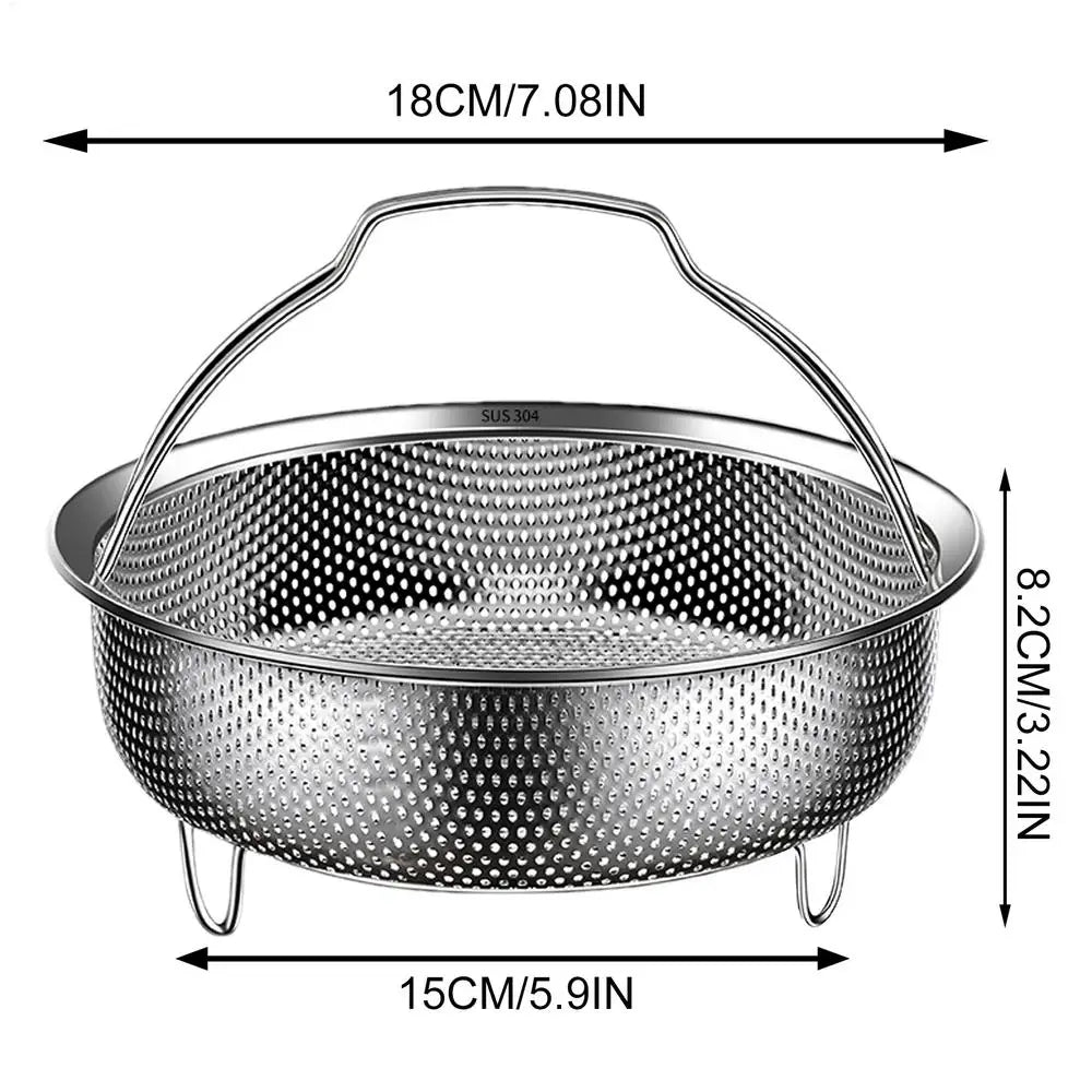 Heat Resistant Multifunctional Metal Colander with Handle Steamer Basket Bun Vegetable Steaming Basket for Vegetables Eggs Meat Oasis Select 18cm