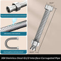 Stainless Steel 20-200cm Basin&Toilet 1/2" Water Weaved Plumbing Hose bathroom Heater Connect Corrugated Pipes with Wrench Pipe Oasis Select Silver 200cm