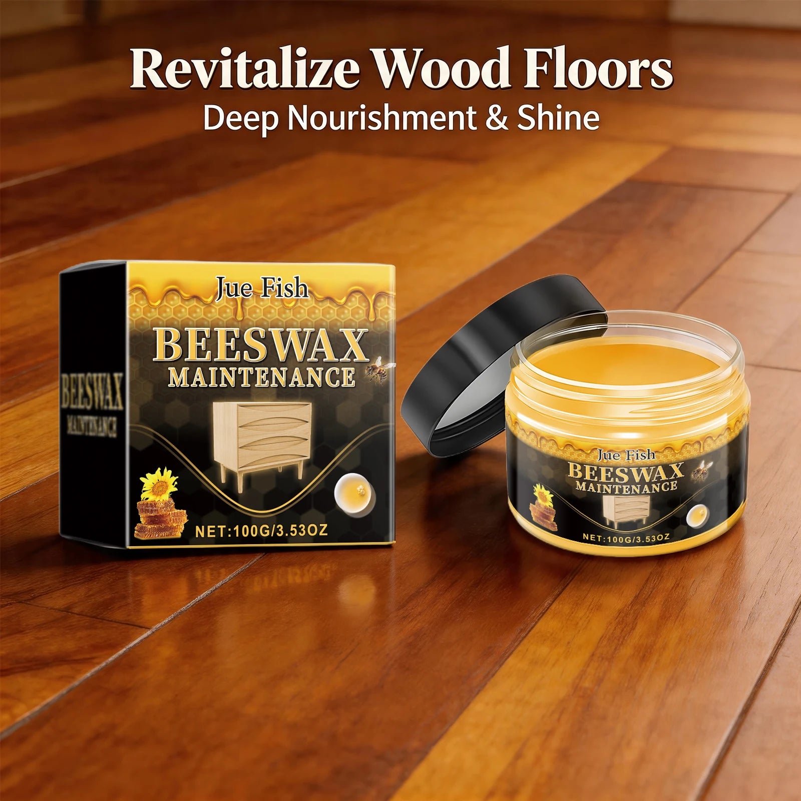 Beeswax Polishing Paste for Furniture Solid Wood Restores Luster Prevent Drying & Cracking for Wood Floor, Cabinet, Table 100g Oasis Select