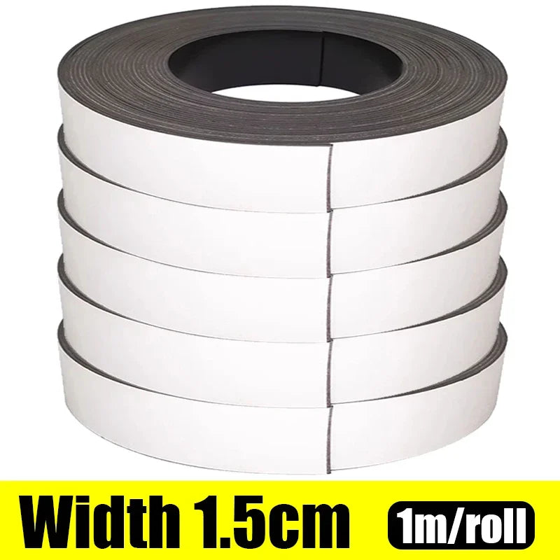 1Meter Self Adhesive Magnetic Tape Rubber Magnet Tape Strong Flexible Magnets Stripe for Refrigerator Photo Posters 39.37inch Oasis Select Width 1.5cm 12M- (12 rolls)