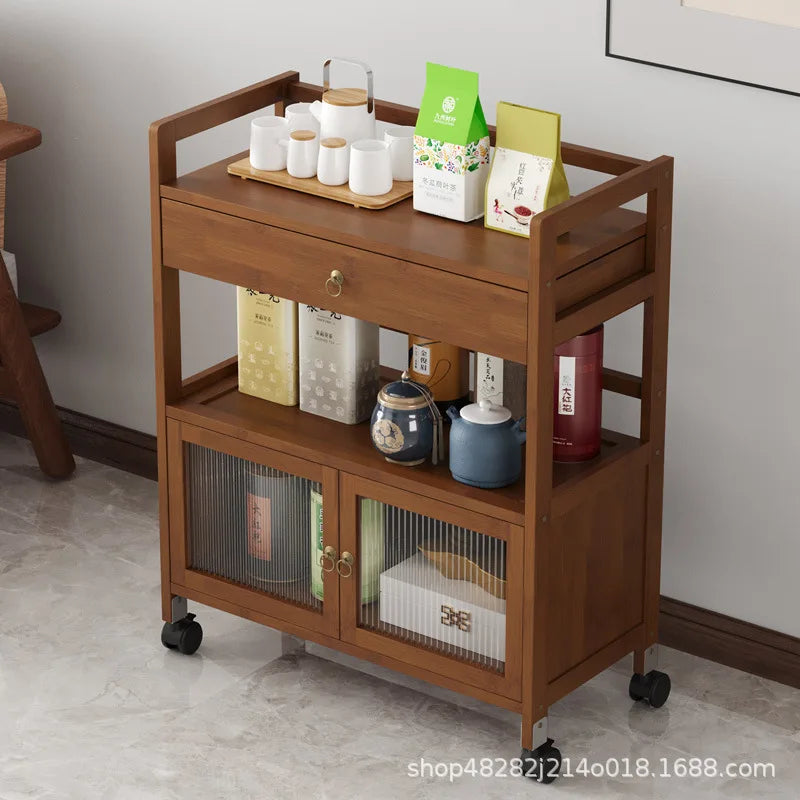Tea cabinet, tea cabinet, sideboard, solid wood movable living room tea set cabinet, storage cabinet, shelving cabinet, storage Oasis Select