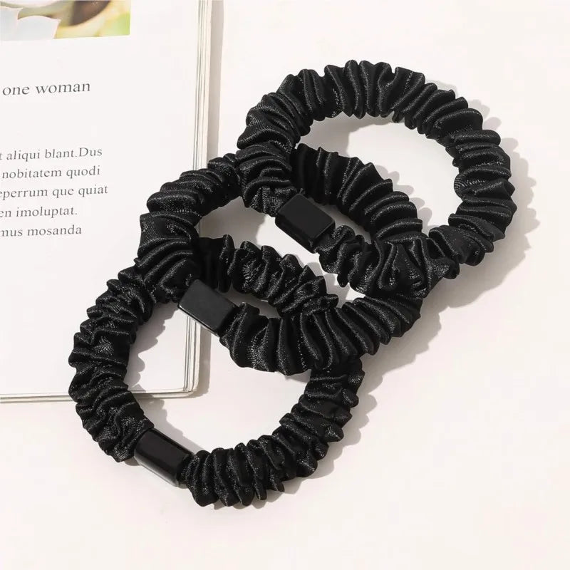 5pcs Small Satin Silk Scrunchies Bulk for Women Thin Hair Tie Mini Scrunchy Bands Skinny Ponytail Holders Pony Tails Wrist Decor Oasis Select