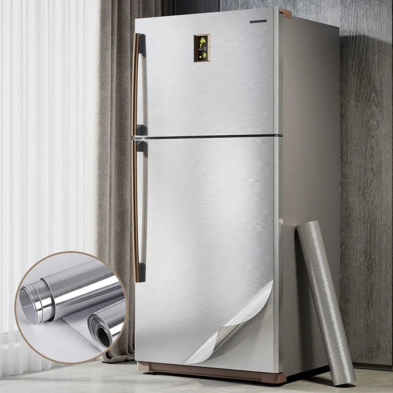 Stainless Steel Wire Drawing Wallpaper Sticker Wall Stickers Kitchen Cabinets Wallpaper Fridge Elevator Door 40cm Adhesive Home Oasis Select