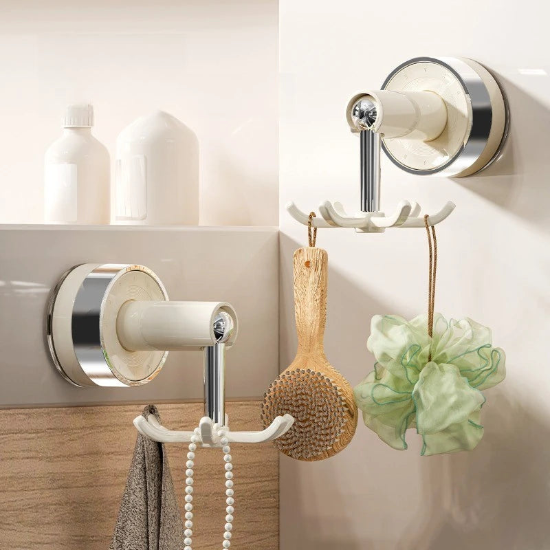 1pcs Rotatable Suction Cup Kitchen Utensil Hook Rack No Drill Wall Mount Pot Spatula Storage Organizer for Home Use Oasis Select