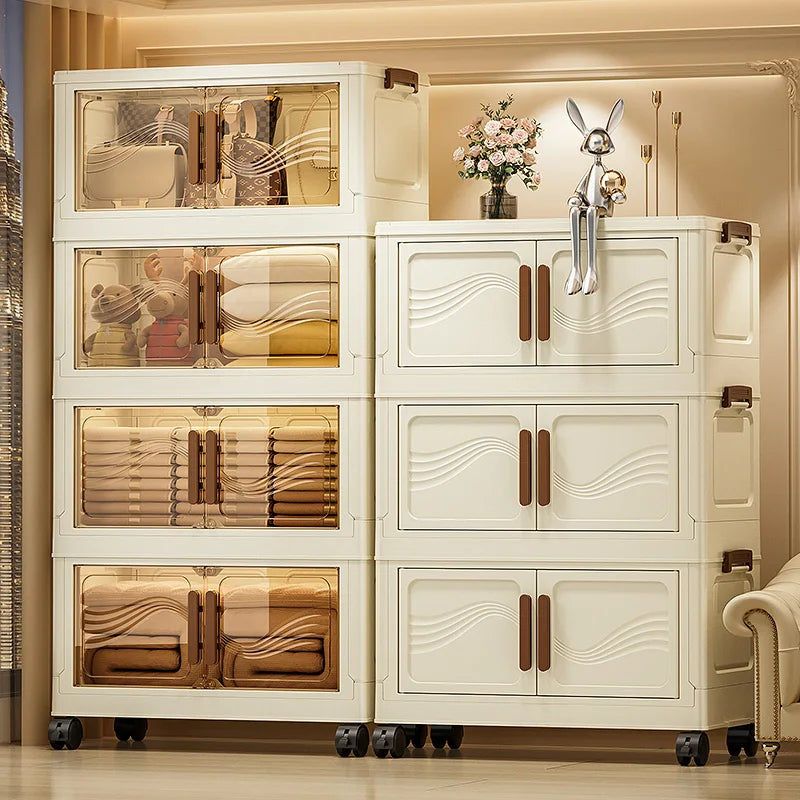 Foldable Storage Box with Clear Door - Spacious, Durable, and Easy-to-Assemble - Ideal for Organizing Clothes, Books, Toys, and Oasis Select