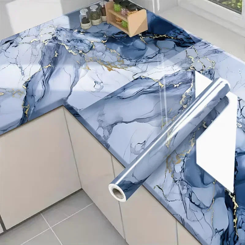 Marble-Patterned Wall Sticker 40cm Wide Waterproof Stain-Resistant And Oil-Resistant PVC Self-Adhesive Wallpaper For Kitchens. Oasis Select