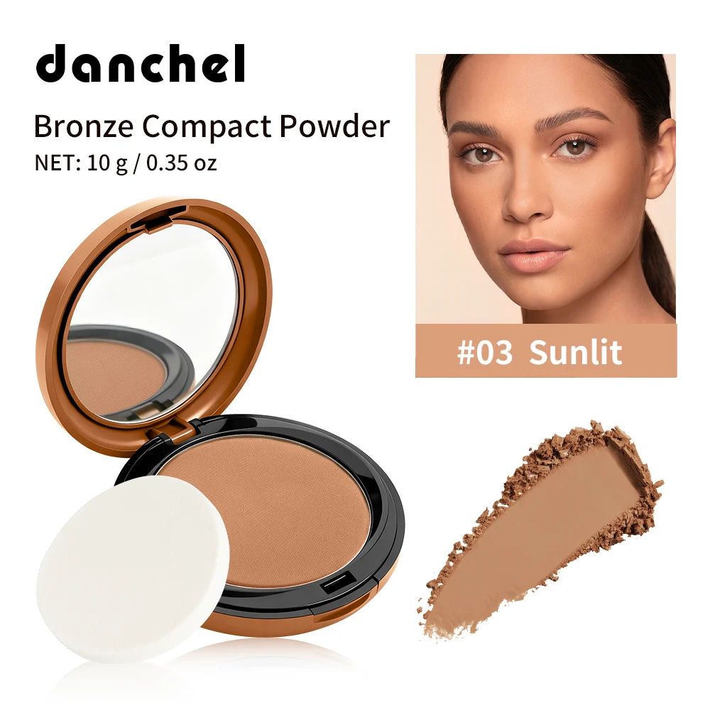 Bronze Compact Powder Long-Lasting Smooth Matte Bronze Finish Natural Brightening Conceal Flaw Even Skin Tone Powder With Mirror Oasis Select Sunlit