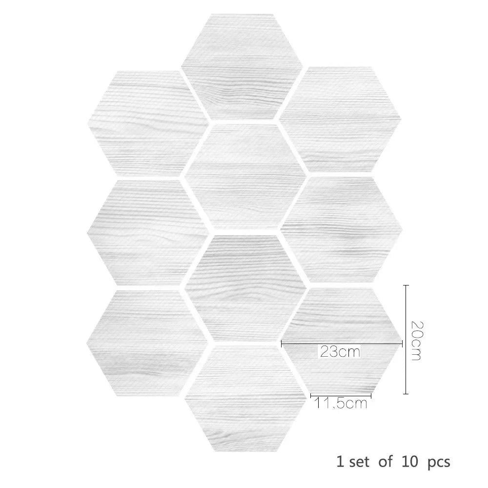 Walnut wood grain hexagonal wall sticker living room balcony waterproof and anti-skid self-adhesive floor sticker Oasis Select DB062 10pcs
