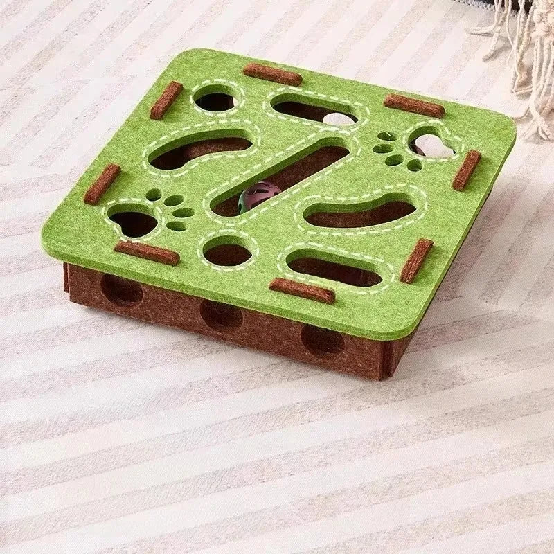 Little Cat Toy A Fun and Soothing Tool Puzzle Maze Hole Digging Felt Box Cat Teasing Bell Ball Oasis Select