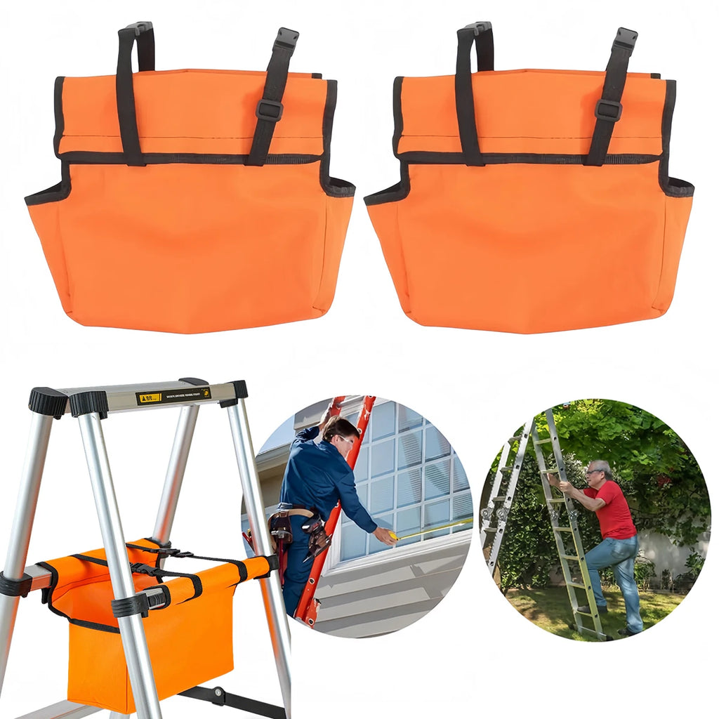 2/4 PCS Ladder Tool Caddy for Scissor Ladder Heavy-Duty Hands-Free Storage Pouch with Secure Mount for Electricians Carpenters Oasis Select