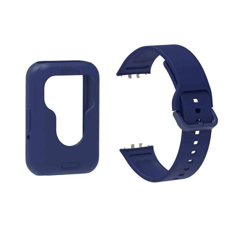 Silicone Strap & Case for Samsung Galaxy Fit 3 SM-R390 Smartwatch Band & Case Oasis Select Dark Blue Case Strap