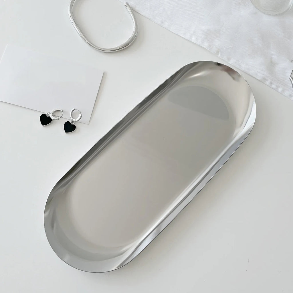 Silver Stainless Steel Cosmetic Jewelry Storage Tray Oasis Select