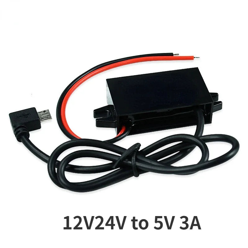 12V24V to 5V 3A Car Power Converter Mini Micro USB Output Adapter Step Down Voltage Power Supply DC-DC with Reverse Protection Oasis Select Micro Turn right 12V24V 5V 3A|China Mainland