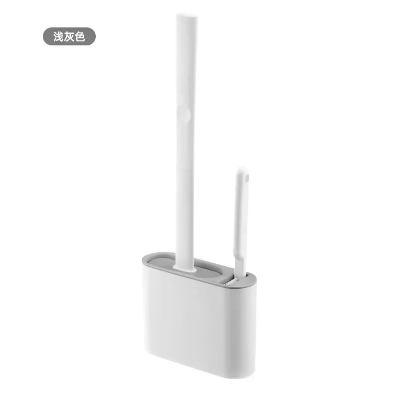 Silicone Toilet Brush Cleaning Brush Flat Head Flexible Wall Mounted Toilet Bowl Cleaner Brush Holder Set for WC Bathroom Oasis Select gray