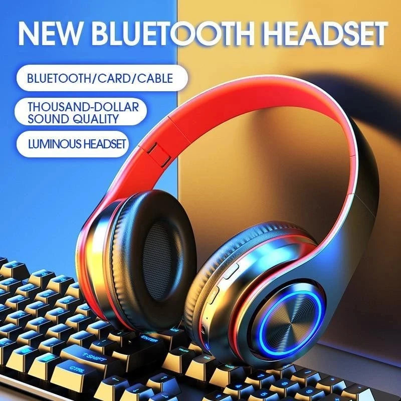 B39 Headphone With Wireless Bluetooth Colorful Light Pluggable Card Game Music Movement Bluetooth Headset for Phone Oasis Select