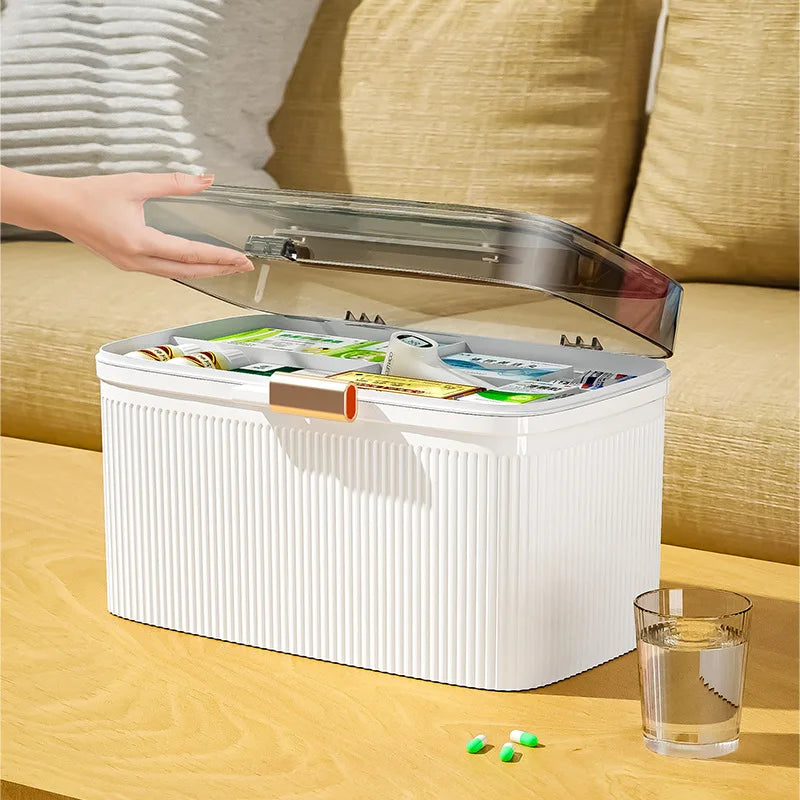 Multi-Functional First Aid Kit Storage Organizer Box Portable Plastic Family Emergency Box with Handle Medicine Chest Tools Oasis Select